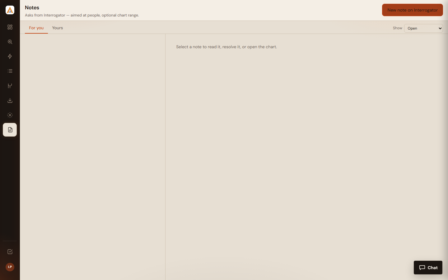 Notes inbox listing directed research notes